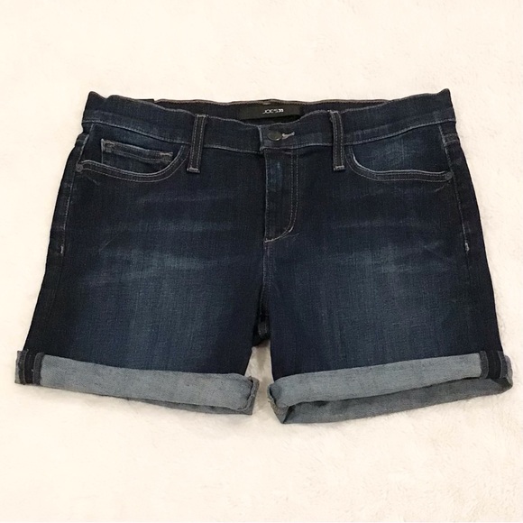 Joe’s Jeans 27 (US 4) Women's Denim Shorts Dark Blue Cuffed Monroe CRLMON4870 - Picture 1 of 9